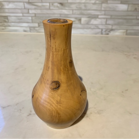 Hand Turned Signed Wooden Bud Vase - Picture 6 of 12